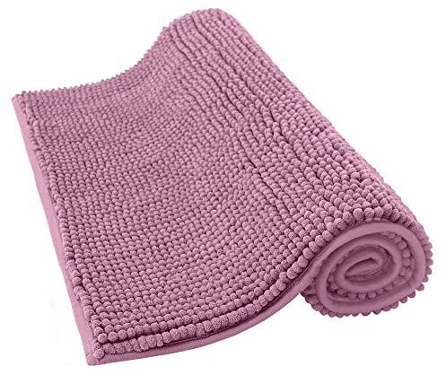 ANSIO® Bath Mat Non Slip 80 x 50cm Soft Microfiber Bath Mats, Machine Washable - Lilac