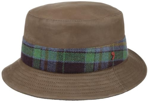 Alfonso D’Este Max Bucket Lederhut Fischerhut Anglerhut Reisehut Herren - Made in Italy mit Futter, Futter Winter Herbst-Winter - S (54-55 cm) braun