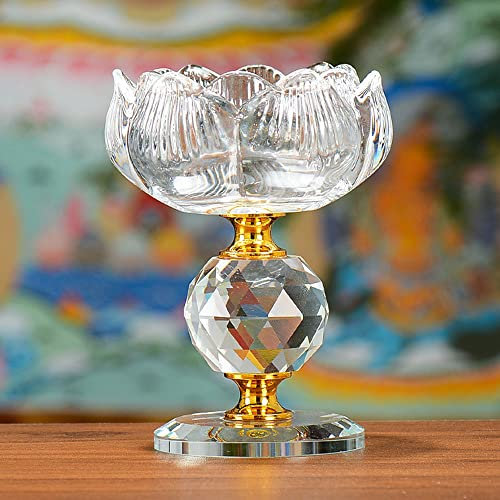 Kristall Lotus Kerzenhalter, Kerzenständer Kerzenleuchter Buddhistisch Kandelaber Leuchtturm Halter, 10CM Glasblume Regenbogen Farbe Ornamente, Votive Teelicht Kerzenhalter