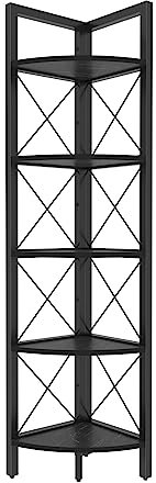 DECOROTIKA Remo Modern 160cm Eckschrank Bücherregal Bücherregal - Dekoratives Eckregal - Farboptionen (Schwarz Marmoreffekt/Schwarz)