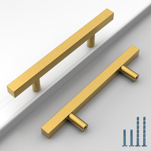 Astrée Gold Kitchen Cupboard Handles - 96mm Stainless Steel & Brass - Drawer & Wardrobe Handles
