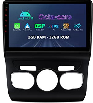 XTRONS 10.1 Zoll 1280 * 720 HD IPS Touchscreen Android 12 Autoradio Octa Core 2+32 Eingebautes CarAutoPlay/Android Auto/DSP Unterstützung WiFi/AHD-Kamera/GPS für Citroen C4 NUR Linkslenker