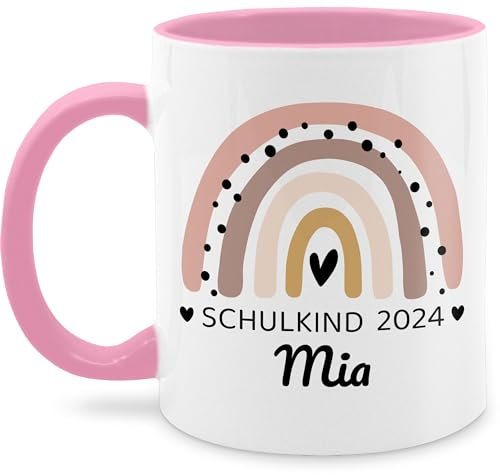 Tasse Tassen 325ml - Einschulung Schulanfang - Regenbogen Schulkind 2025-325 ml - Rosa - 2022 personalisierte einschulungsgeschenke schulanfänger 2024 haferl geschenke einschulungstasse