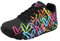 Skechers Damen UNO Highlight Love Sneaker, Duraleather Bla mit Herzmuster, Schwarz und Mehrfarbig, 42 EU