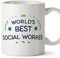 MUGFFINS Tazas para TRABAJADORA SOCIAL - En Inglés - World's Best - 11 oz / 330 ml - Regalo original y divertido