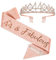 SZHUIHER Schärpe und Tiara zum 44. Geburtstag, Roségold-Geburtstagsschärpe, Krone 44 & fabelhafte Schärpe und Tiara für Frauen, Geschenke zum 44. Geburtstag für glückliche 44. Geburtstagspartys