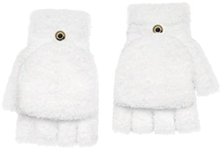 Coral Velvet Gestrickte Warm Convertible Flip Mittens Top Fingerlose Frauen Winter Handschuhe Frauen Handschuhe Strick Flip Halbfinger Handschuhe Laufhandschuhe Damen, weiß, One size