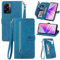 MOJIA Coque Porte Monnaie pour Oppo A77 5G / A57 5G, Etui Portefeuille en Cuir PU avec Cover en TPU, Etui Multifonctionnel Porte-Cartes avec Dragonne. Bleu