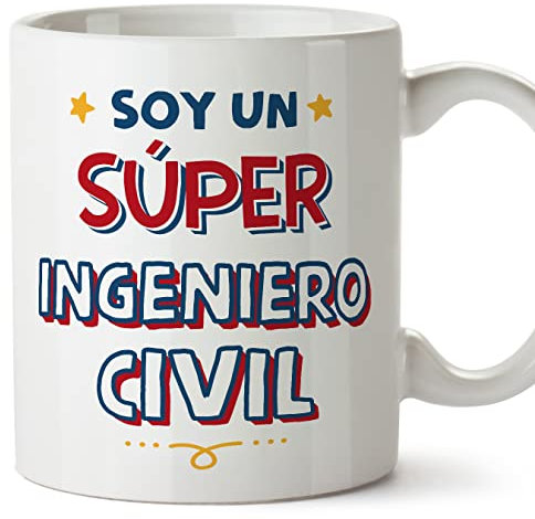 MUGFFINS Tazas para INGENIERO CIVIL hombre - En Español - Soy Súper - 11 oz / 330 ml - Regalo original y divertido