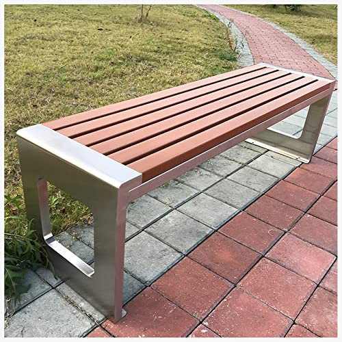 REOTEL Gartenbank Wetterfest, Parkbank, Gartenbank Metall, Gartenbank Ohne Lehne, Eisenbank Ruhebank für 2-8 Sitzer, Laubenbank für Garten, Balkon und Terrasse,Braun,180x40x45cm