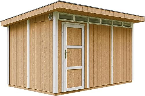 Gartenhaus Premium Qualität 8,7m² - L279xW411cm- All-Inclusive-Set mit Boden, Bitumen-Dachziegeln, Farbset- Hochwertiger Geräteschuppen aus Holzwerkstoffplatten LP Smartside - M904 Harvest Honey