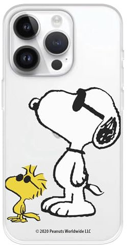 Hülle Kompatibel mit iPhone 15 Pro Offizielle Peanuts Woodstock und Snoopy Posado zum Schutz Ihres Mobiltelefons, Transparente Silikonhülle mit offizieller Snoopy Lizenz