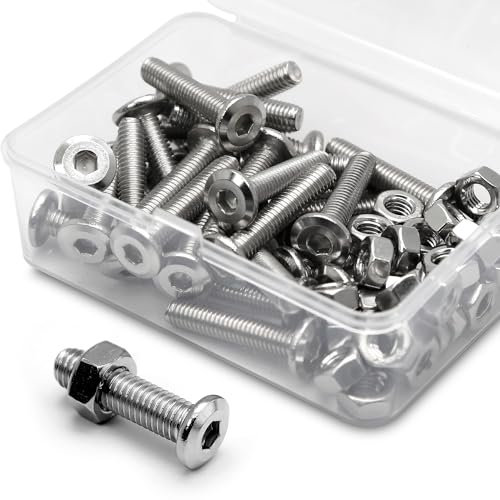 (30 Juegos) Juego de Tornillos y Tuercas Hexagonales M6 x 30 mm 304 Tornillos de Conector Para Muebles de Cabeza Plana de Acero Inoxidable