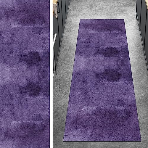 Ymural Läufer Flur rutschfest Teppich Küche 80x150CM Lila Teppichläufer Waschbar Lang Abstrakt Teppichmatten Meterware Kurzflor Polyester Korridor Schlafzimmer, Anpassbar Breite 40-120cm