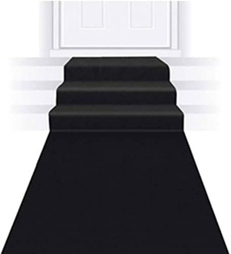 Hochzeitsteppichläufer, schwarzer Treppenteppich, 2 mm dick, rutschfest, Event-Gangläufer, Teppichmatte für Dekoration, Hochzeit, Kirche im Freien oder drinnen, schneidbar (Größe: 1,2 x 50