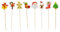 Christmas Cake Topper Long Cupcake Decoration Cartoon Xmas Cocktail Drink Stick Appetiser Buffet Fruit Toothpick 7 (Pack of 8)