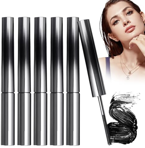 Iron Wand Mascara, Metal Rod Mascara, 3D Curling Eyelash Iron Mascara, Curling Iron Mascara, Waterproof, Long-Lasting and Smudge-Free (Black 5pcs)