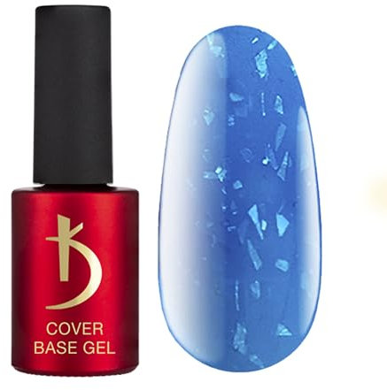 K Professional Base Coat - Base Gel Cover - Blue Neon Flakes Camouflage -7ml- Unterlack - UV Nagellack - Gel Nägel - Blau Flocken Tarnfarbe Glitzern Confetti - UV LED