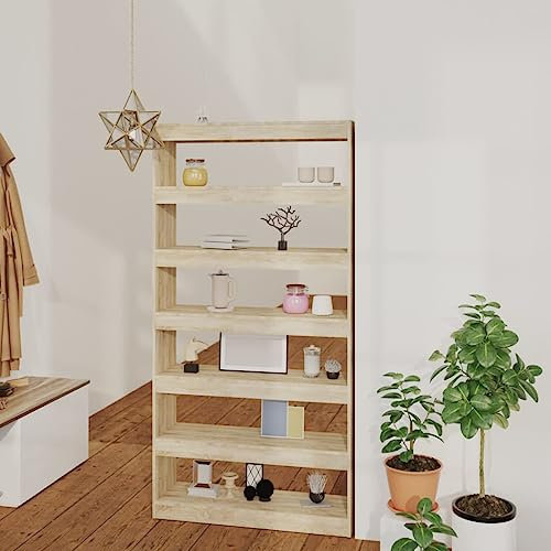 QJBSAVVA Bücherregal, Kellerregal Schmales Regal Sideboard Trofast Regal Geeignet für Badezimmer Küche Balkon Kellerraum Raumteiler Sonoma-Eiche 100×30×198 cm Holzwerkstoff