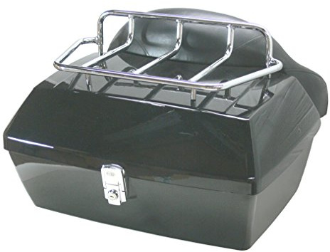 SPAAN Hard Shell Luggage Rack Tour Pack for Custom Motorcycle 48 Litre with Plate