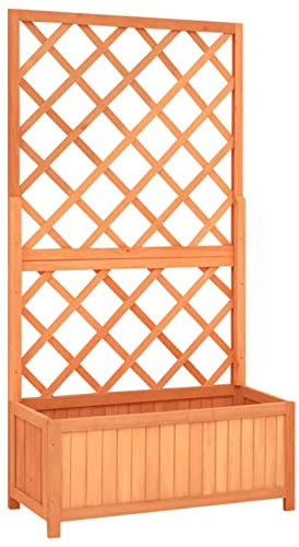 ARKEM Garten-Spalier mit Blumenkasten Braun 70x30x135 cm Tannenholz Pflanzkasten Mit Spalier Rankgitter Balkon