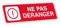 Plaque signalétique gravée autocollante Ne pas déranger - rouge - format 20x6 cm