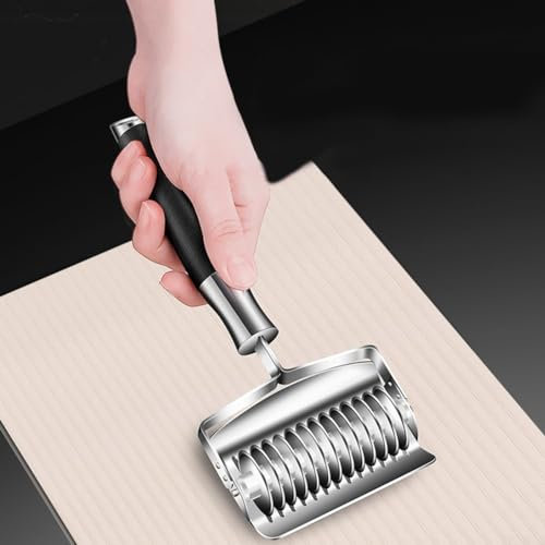 Nudelschneider aus Edelstahl, Nudelgitter-Roller, Pasta-Spaghetti-Maker, Kochutensilien, multifunktionales Pressen, Teigschneider, 13/19 Hobel platziert