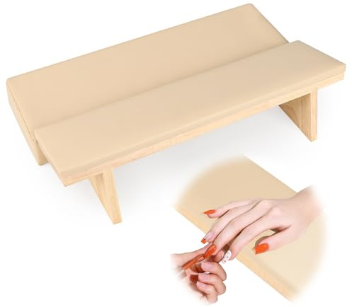SAVILAND Arm Rest for Nails Tech: Soft Leather Nail Arm Rest with Soft High-Density Sponge Solid Wood Table Non-slip Mat Nail Supplies Manicure Hand Rest Pillow for Nail Tech Must Haves Manicure Tool