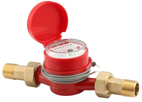 Watflow DN20 3/4 Zoll NPT Wasserzähler mit Pulsausgang, Warmwasserzähler für Garten oder Haus, Einzelstrahl