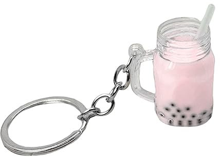 Osdhezcn Niedlicher Bubble Tea Schlüsselanhänger KawaiiCar Rucksack Schlüsselanhänger Taschenanhänger Paar Geschenk Tasse Anhänger Mit Schlüsselanhänger Ringen Günstiger Schlüsselanhänger