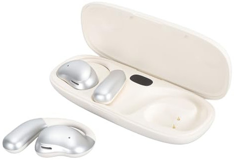 Jectse Auriculares Abiertos, V5.4 HiFi Sound IPX7 Resistentes Al Sudor, Auriculares Inalámbricos Ligeros con Tiempo de Reproducción de 12 Horas con Ganchos para Las Orejas (Blanco