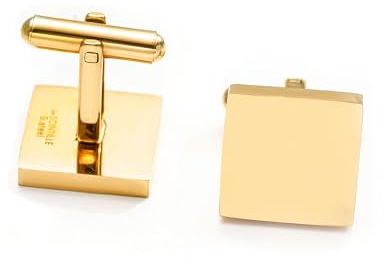 inSCINTILLE Gemelli Camicia Uomo in Acciaio Inossidabile, Confezione Regalo Inclusa, Gemelli Uomo per Cerimonie (Oro Quadrato)