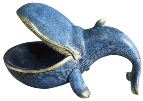 Sizoriruk Whale Statue Resin Whale Statue Fun Candy Dish Key Bowl Console Table Key Bowl Big Mouth Container Storage Box A