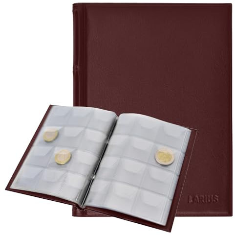 Münzenalbum Münzalbum für 120 Stück 2 Euro Münzen, Gedenkmünzen Aufbewahrung (Rot)