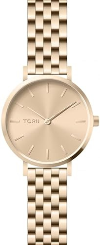TORII Damenuhr Roségold Edelstahl - rund Quarz L28LB.UL Edelstahlarmband Strichindizes wasserdicht 50 m