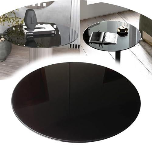 IMUNKT Tablero De Mesa Redondo Vidrio Templado 45-100cm Cristal Negro Redondo, Cristal De Seguridad, para Mesa De Comedor, Mesa De Centro, Mesa De Jardín(39(98cm))