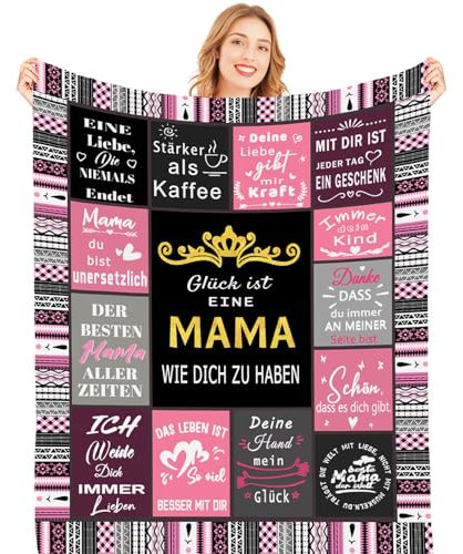 PJLJC Kuscheldecke Geschenk für Mama - Geburtstag Muttertag Valentinstag Weihnachten - Geburtstagsgeschenk Muttertagsgeschenke für Mutter von Tochter/Sohn - Weiche Decke für Frauen (150x220 cm)