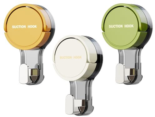 RoxNvm Gancho Ventosa Baño, 3 Piezas Perchas Baño Sin Taladro, Suction Hooks, Perchas Adhesivas Fuertes, Cuelga Toallas para Cocina Oficina Habitación