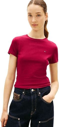 Tommy Jeans Damen 3er Pack T-Shirts Kurzarm mit Rundhalsausschnitt, Mehrfarbig (Black/Ecru/Red Alert), S