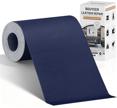 BOUYEER Cuero Adhesivo Para Tapizar, 60x180 CM Polipiel Adhesiva Para Tapizar, Set de Reparación Ecológico e Inodoro para Muebles/Sofá/Asientos de Auto/Bolsos/Restauración, Azul marino liso