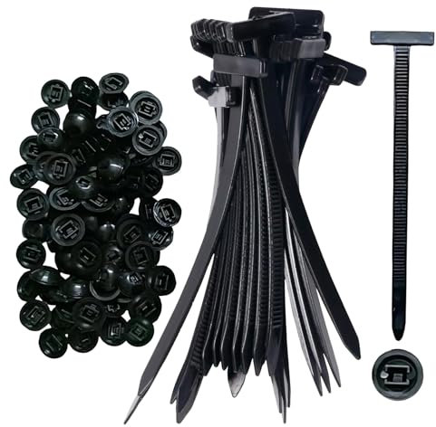 100Pcs Nylon Universal Cable Tie Buckle, Heavy Duty Self-Locking Nylon Zip Ties Holder, Multipurpose Plastic Cable Ties Toolfor Auto Repairing Quick Fix and Hole Fastening (100pcs)
