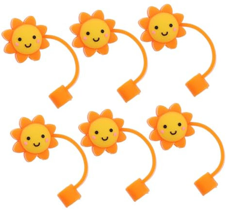 Cabilock 6 Pièces Accessoires De Protection De Paille Bouchon De Paille Silicium Prise Bouchons De De Gobelet Simplement Couverture Branché Petit s Mignon Gel De Silice Orange