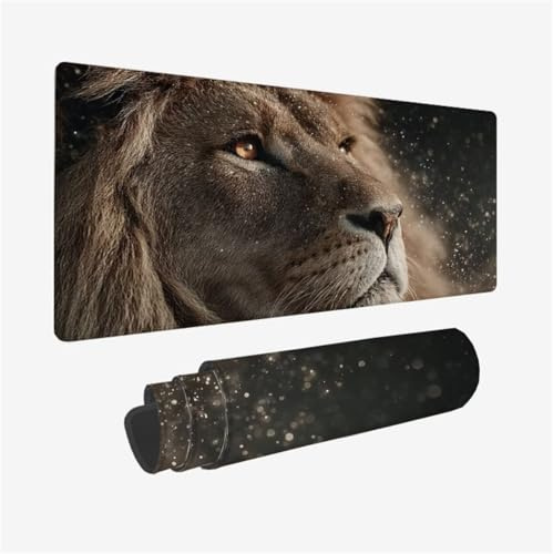 Gaming Mauspad XXL 1200x600mm, Löwe Mousepad Realismus Design, Mousepad Gaming Zubehör für Verbessert Präzision und Geschwindigkeix, Genähten Kanten, Wetterfest, rutschfest, Gamer Geschenk,Model491