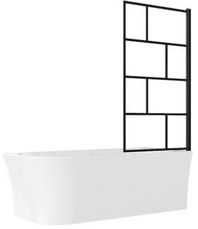 Vente-unique - Baignoire douche blanche avec pare baignoire pivotant - 201 L - Angle droit - PONTICOLA