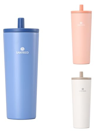SANTECO Gobelet isotherme avec paille 750 ml (bleu magique)