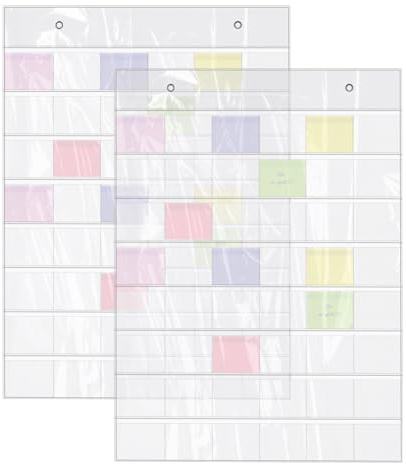 AHANDMAKER Lot de 2 porte-cartes à suspendre 9 x 9 cm - 48 emplacements - Support mural pour salle de classe, bureau, maison, rangement de cartes de crédit