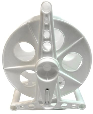 KiBcsLic Chariot Enrouleur Tuyau Jardin Portable avec Poignée Manuelle Support Tuyau d'Arrosage Rangement Tuyau Stable Matériau PP Léger Adapté pour Arrosage, Blanc