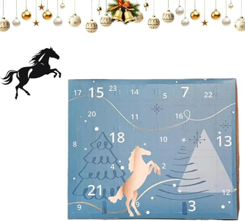 Adventskalender 2025 - Winterhimmel Design Pferd Countdown Kalender mit 24 Tagen Pferde Geschenke und Überraschungen für Pferdebesitzer - Reiter & Ställe (Blue)