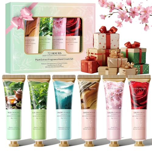 Handcreme Set,6pcs Handcreme Damen Geschenkset,Geschenke für Frauen,Feuchtigkeitsspendende Handpflege Mit Sheabutter,Trockene Hände Fuß Feuchtigkeitscreme für Valentinstag,Weihnachts