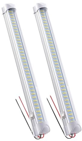 AsrMyjcx 2 Stück LED-Innenbeleuchtungsstreifen, 108 LEDs, 12-24V 8W LED-Streifen mit Schalter & Verlängerungskabeln, Auto-Innenbeleuchtung für Boote, LKW, Wohnwagen, Fahrzeuge, Wohnmobil, Küche, Bar